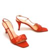 PRADA RED CLOTH SANDALS WITH SEQUINS 40